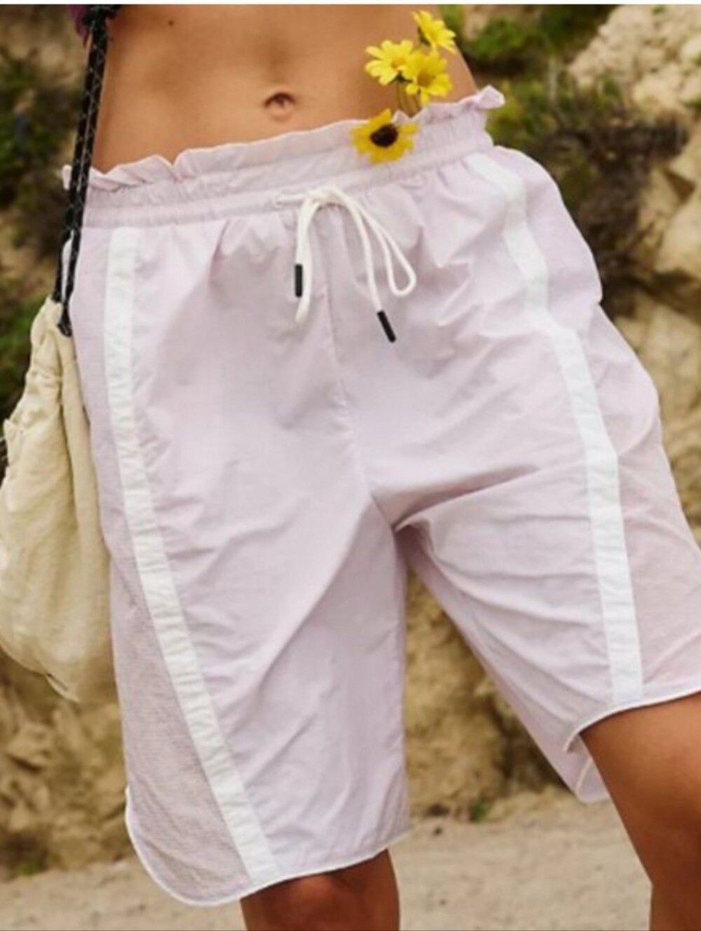 Light Purple Drawstring Athletic Shorts